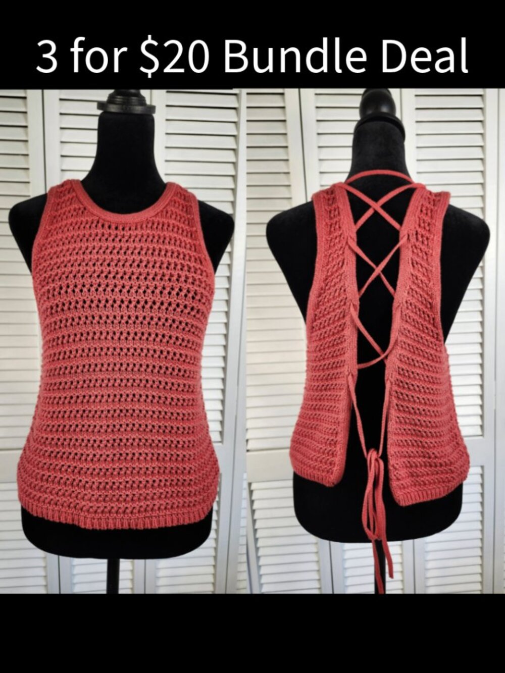 American Eagle Crochet Tie Tank Top– Size Large Burnt Orange